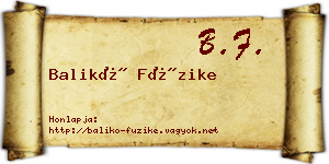 Balikó Füzike névjegykártya